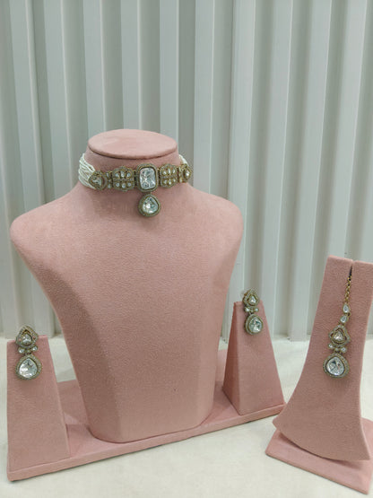 Antique Moissanite kundan choker Indian Jewellery Letin Wedding Set