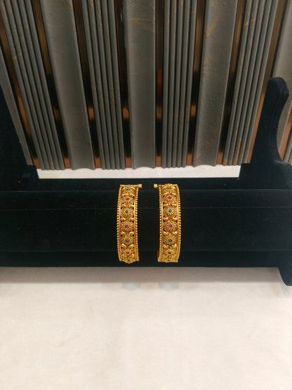 Indian bangles Traditional bollywood jewelry Ruby Green Palak Gold bangles