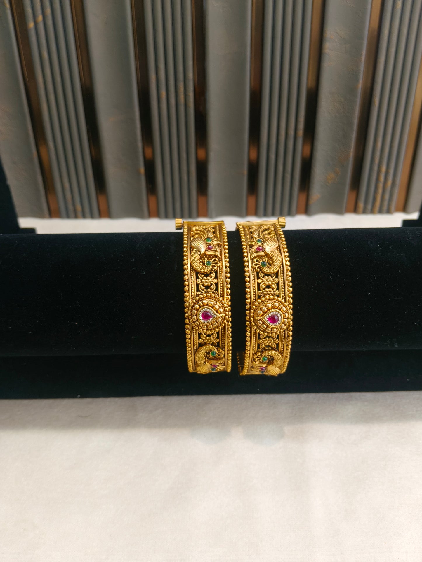 Indian bangles Traditional bollywood jewelry Ruby Green Pihu Gold bangles