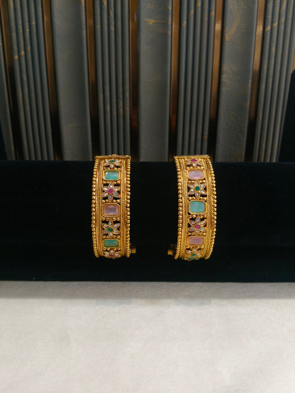 Indian bangles Traditional bollywood jewelry Mint Pink Ruwa Gold bangles