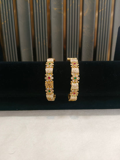 Indian bangles Traditional bollywood jewelry Ruby Green Liza Gold bangles