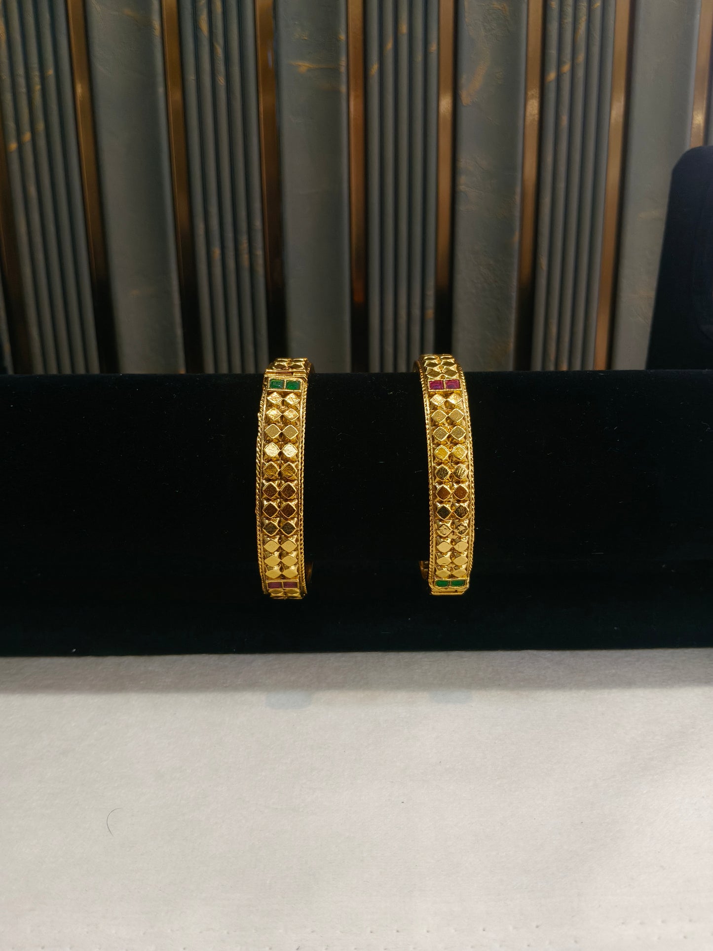 Indian bangles Traditional bollywood jewelry Ruby Green Iqra Gold bangles