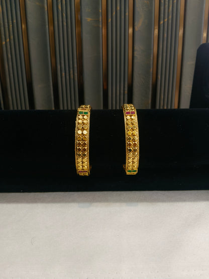 Indian bangles Traditional bollywood jewelry Ruby Green Iqra Gold bangles