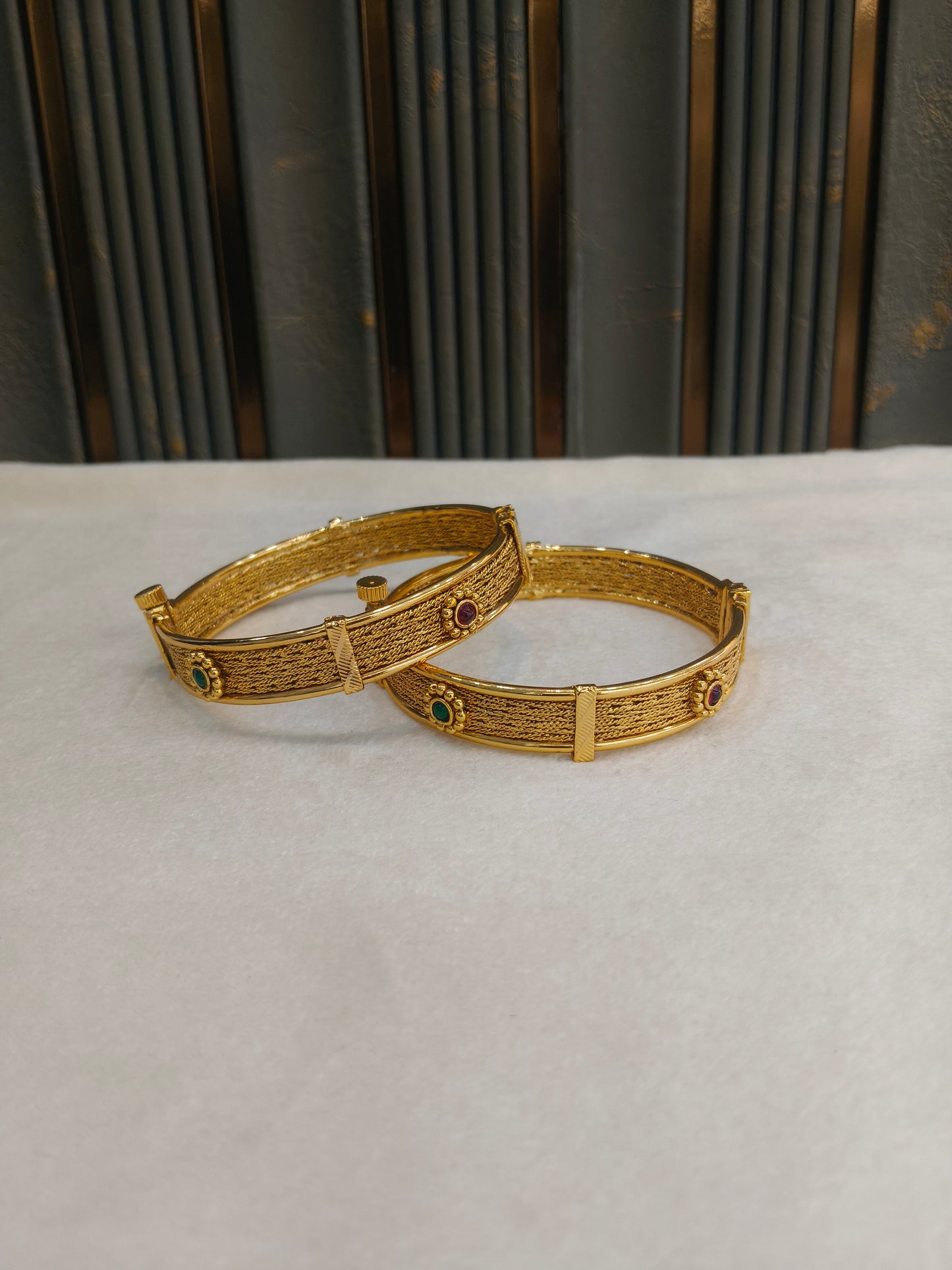Indian bangles Traditional bollywood jewelry Ruby Green Amara Gold bangles