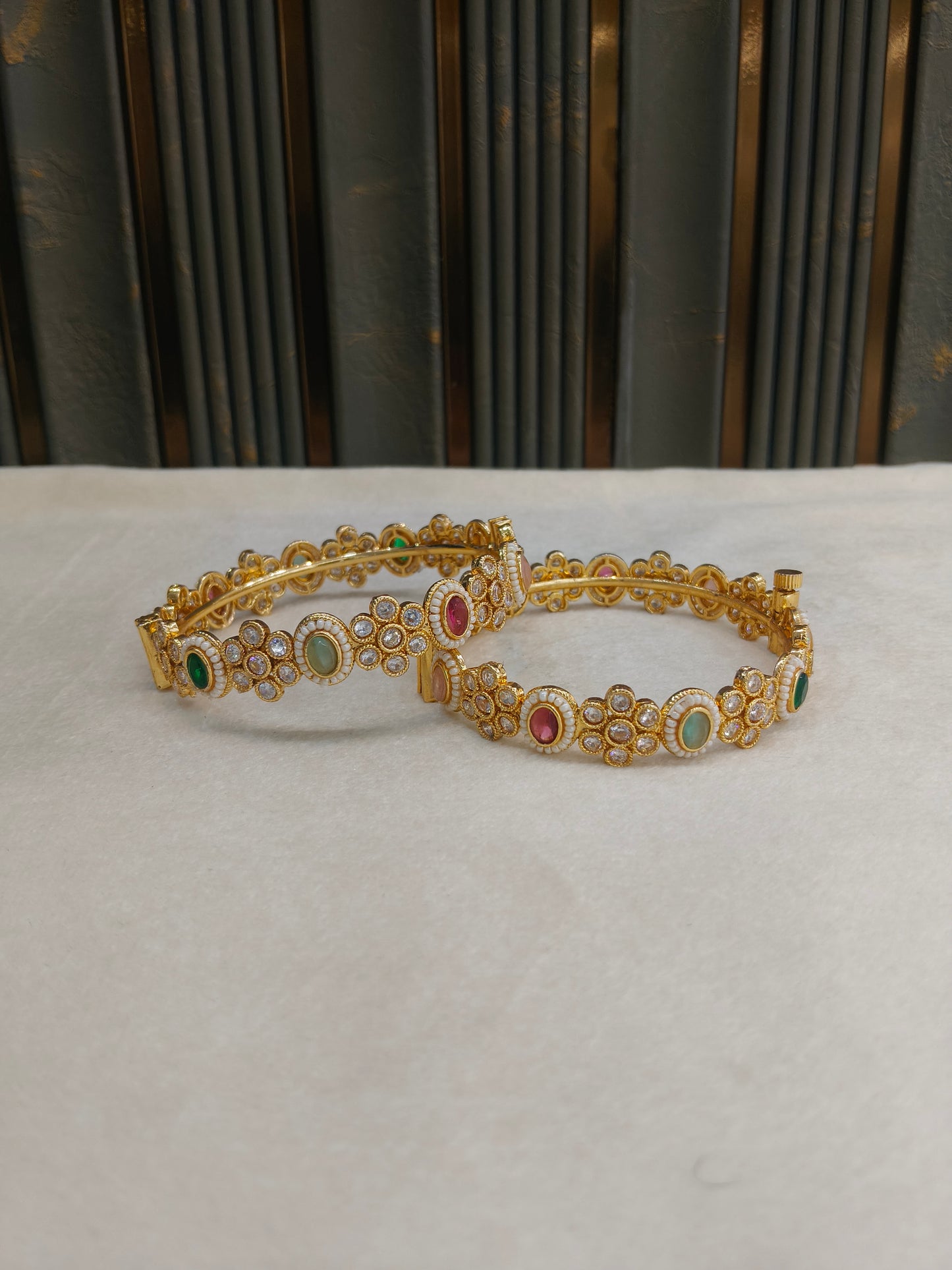 Indian bangles Traditional bollywood jewelry Multicolor Azra Gold bangles