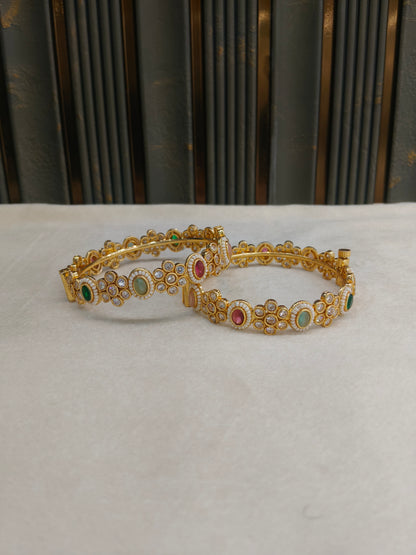 Indian bangles Traditional bollywood jewelry Multicolor Azra Gold bangles
