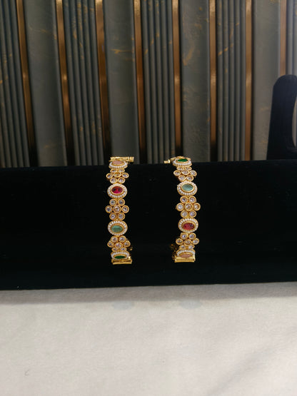 Indian bangles Traditional bollywood jewelry Multicolor Azra Gold bangles
