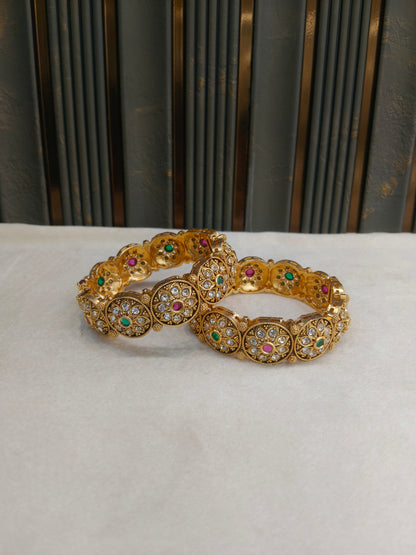 Indian bangles Traditional bollywood jewelry Ruby Green Sania Gold bangles