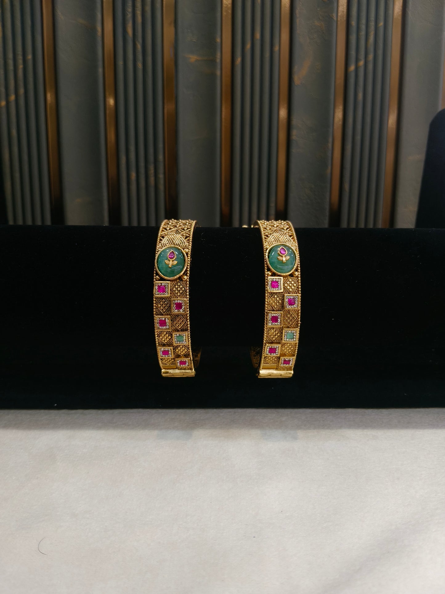 Indian bangles Traditional bollywood jewelry Ruby Mint Safa Gold bangles