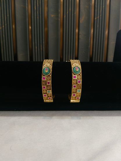 Indian bangles Traditional bollywood jewelry Ruby Mint Safa Gold bangles