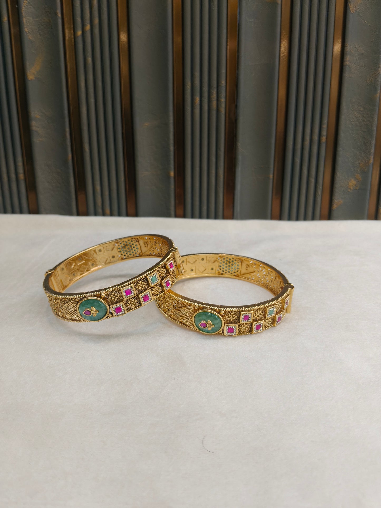 Indian bangles Traditional bollywood jewelry Ruby Mint Safa Gold bangles