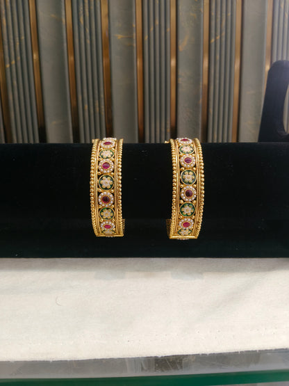 Indian bangles Traditional bollywood jewelry Ruby Green Noori Gold bangles