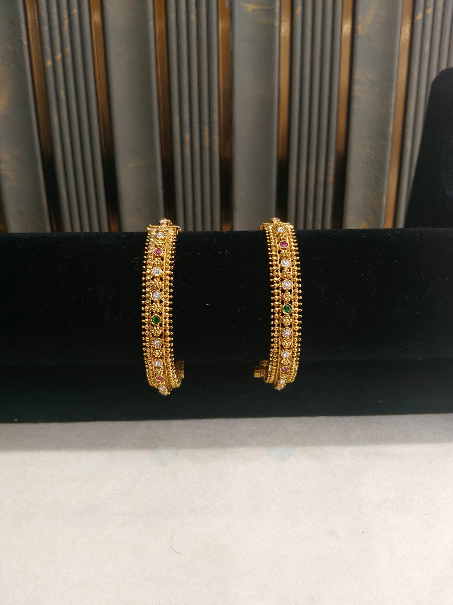 Indian bangles Traditional bollywood jewelry Ruby Green Hawwa Gold bangles