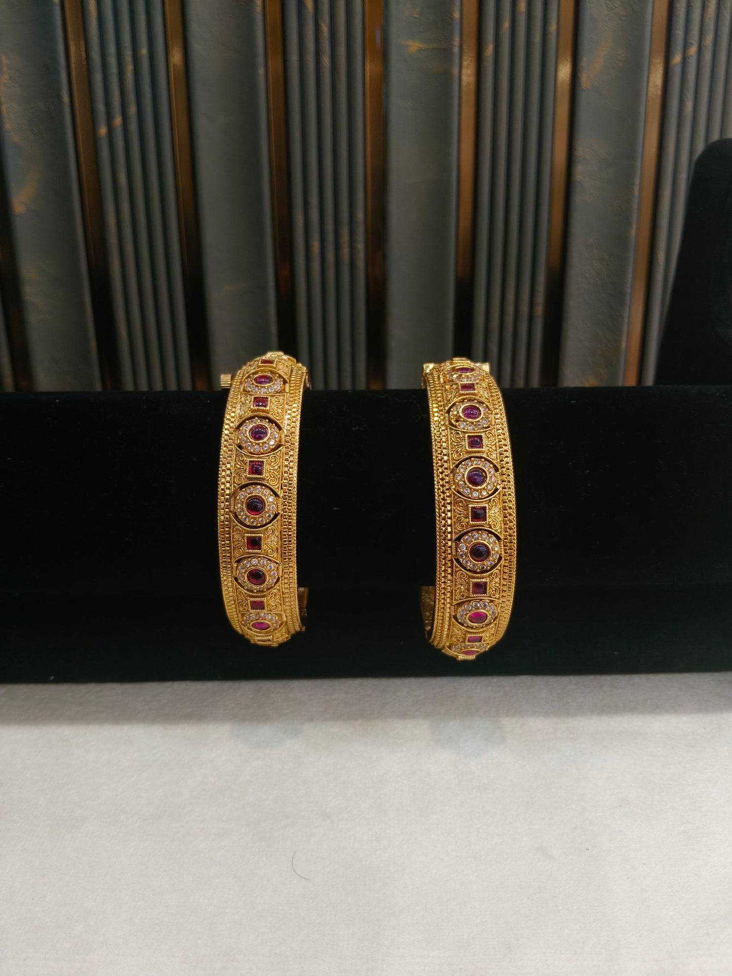 Indian bangles Traditional bollywood jewelry Ruby Fuiza Gold bangles