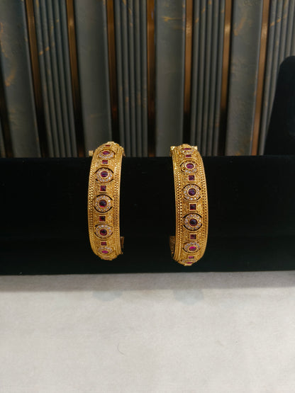 Indian bangles Traditional bollywood jewelry Ruby Fuiza Gold bangles