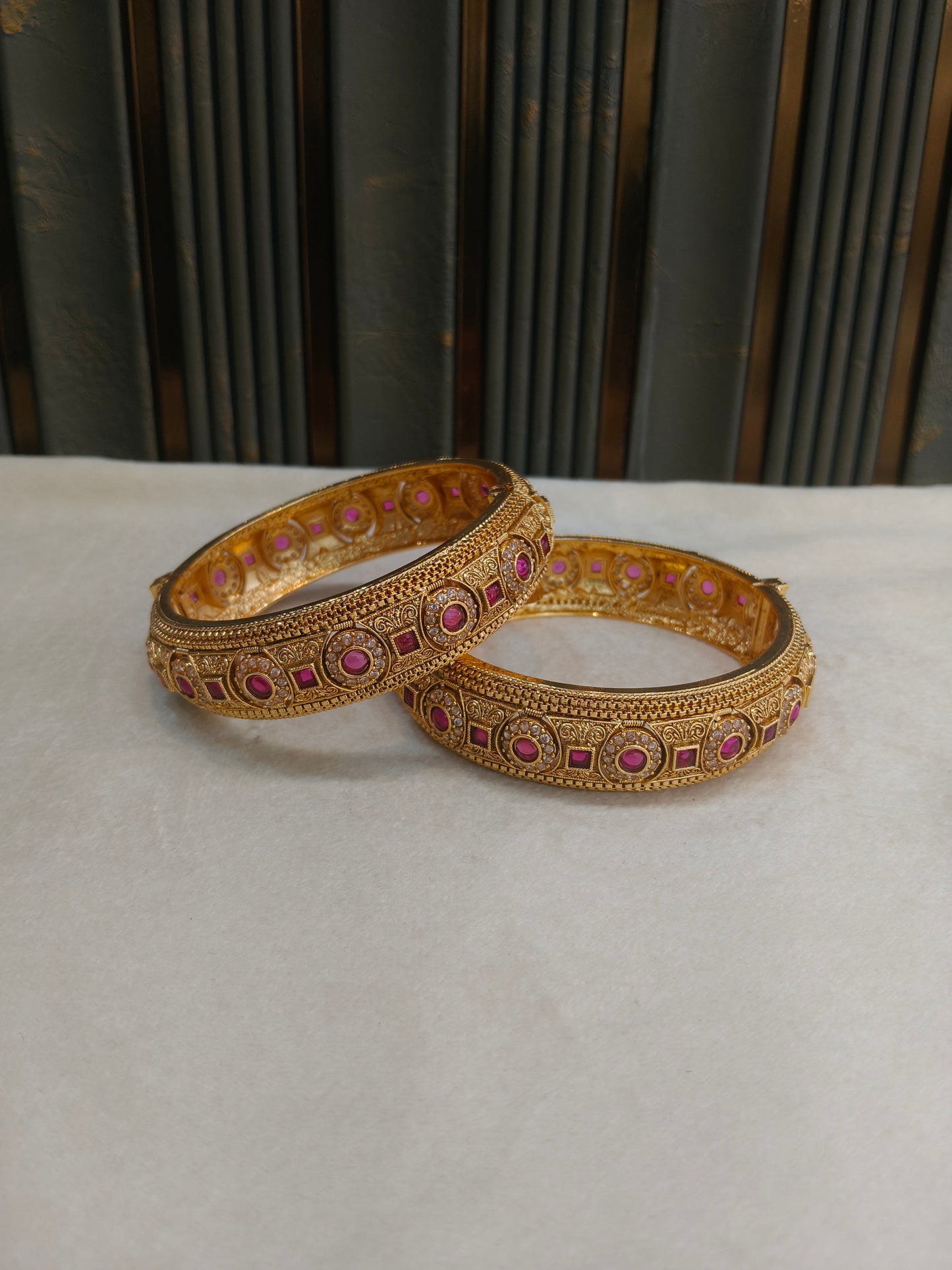 Indian bangles Traditional bollywood jewelry Ruby Fuiza Gold bangles
