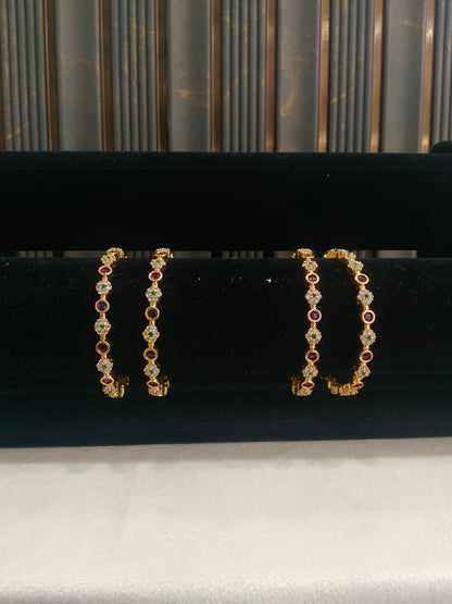 Indian bangles Traditional bollywood jewelry Ruby Green Antique CZ Stone Monna bangles
