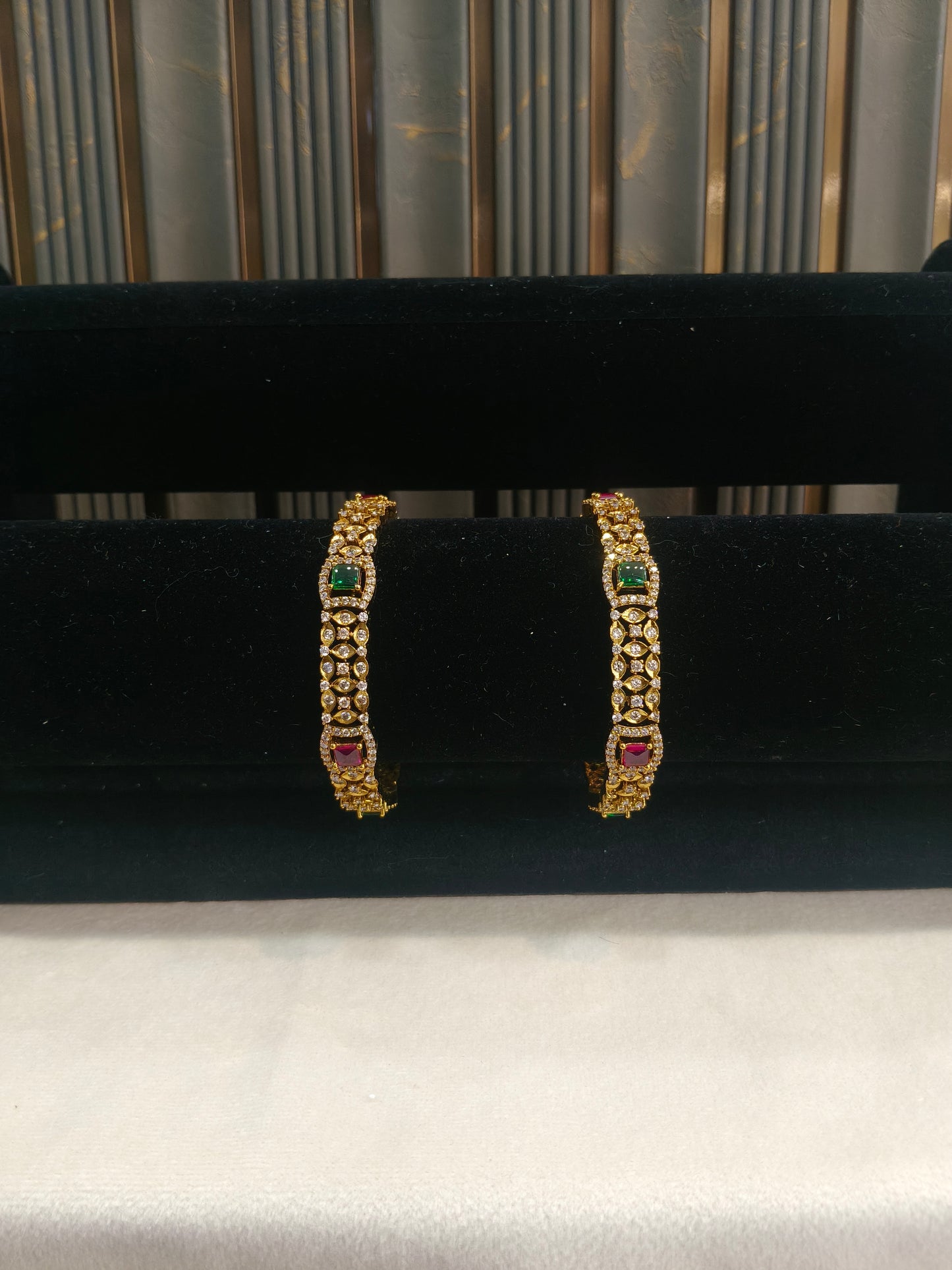 Indian bangles Traditional bollywood jewelry Ruby Green Antique CZ Stone Kaim bangles