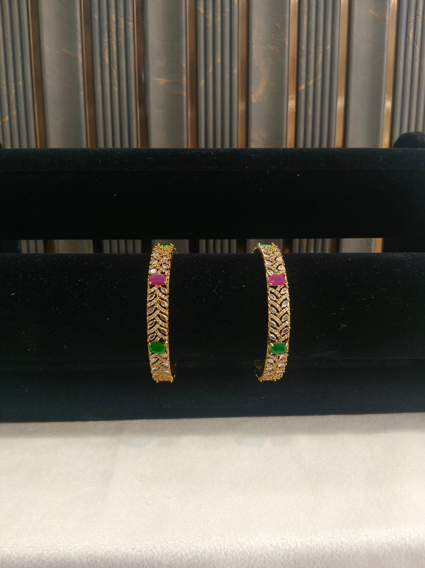 Indian bangles Traditional bollywood jewelry Ruby Green Antique CZ Stone Aloo bangles