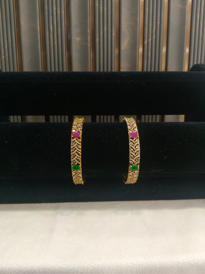 Indian bangles Traditional bollywood jewelry Ruby Green Antique CZ Stone Aloo bangles