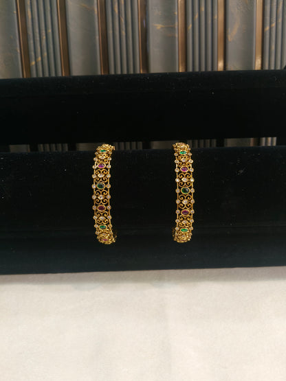 Indian bangles Traditional bollywood jewelry Ruby Green Antique CZ Stone Danya bangles