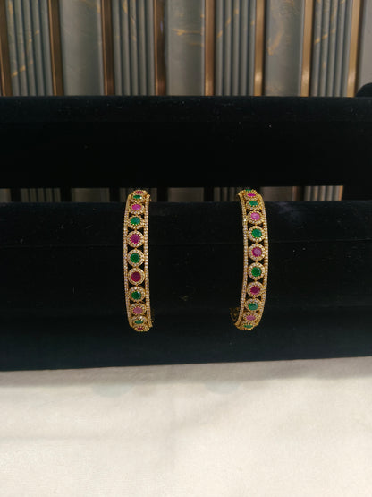 Indian bangles Traditional bollywood jewelry Ruby Green Antique CZ Stone Eknoor bangles