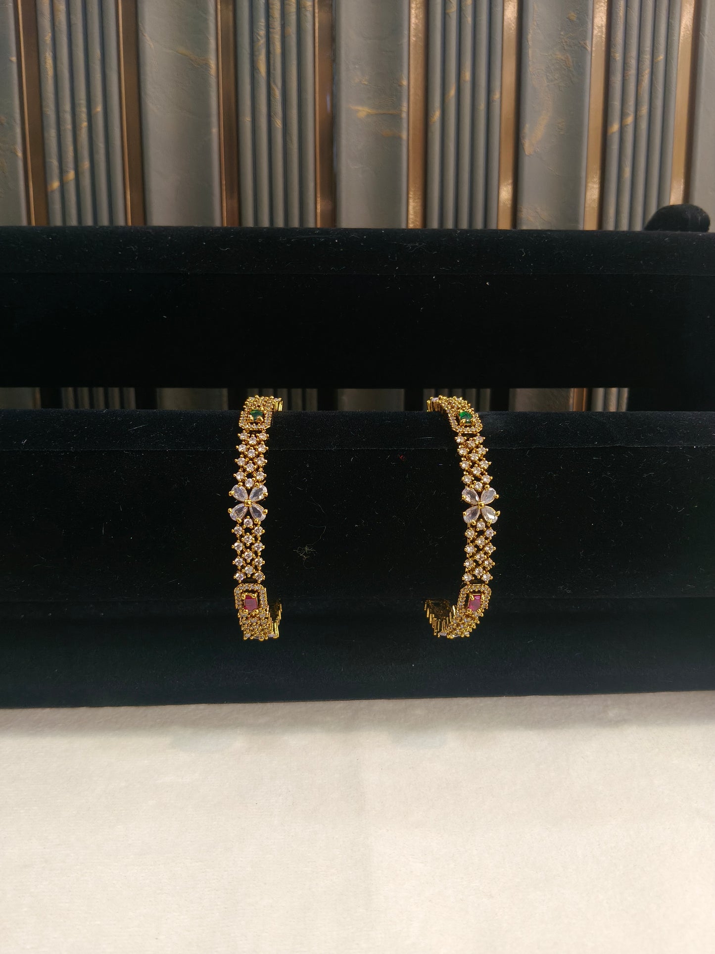 Indian bangles Traditional bollywood jewelry Ruby Green Antique CZ Stone Janet bangles