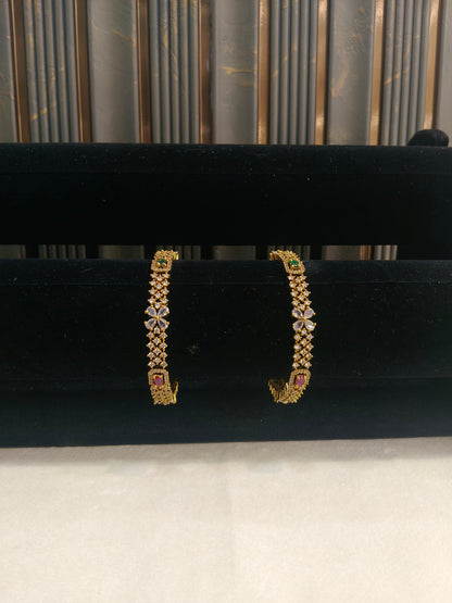 Indian bangles Traditional bollywood jewelry Ruby Green Antique CZ Stone Janet bangles