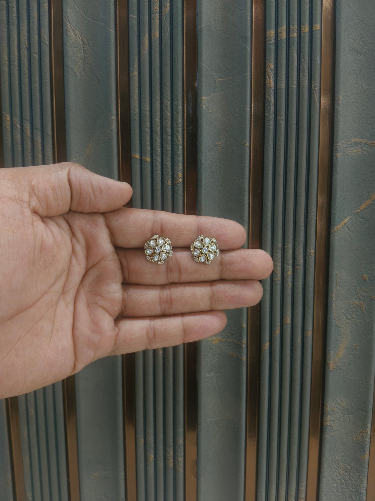 Antique Gold Stud Bollywood Indian Wren Earrings