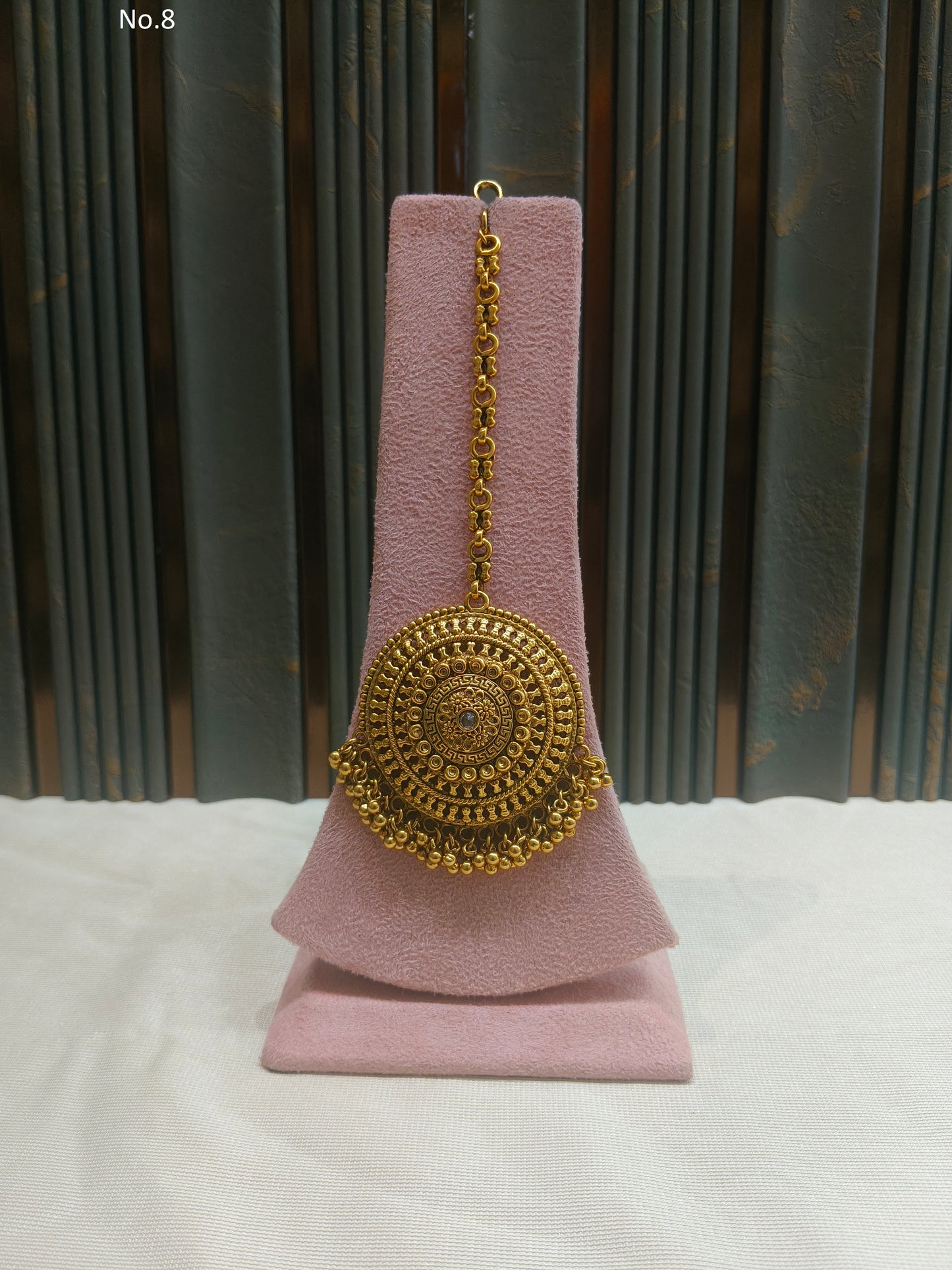 Gold polki Tikka Jewellery Indian Niram Headpiece Jewellery