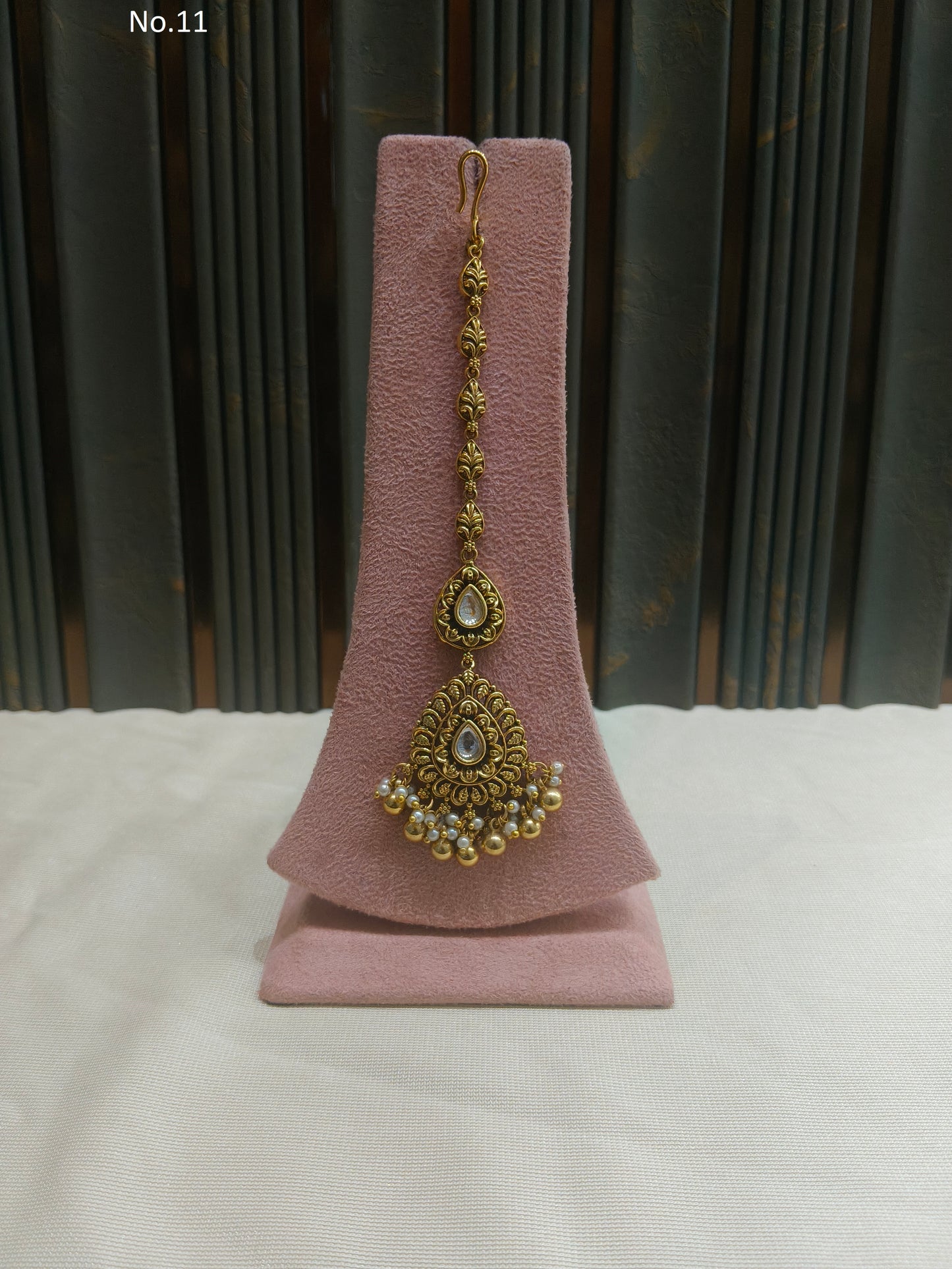 Gold polki Tikka Jewellery Indian Niram Headpiece Jewellery