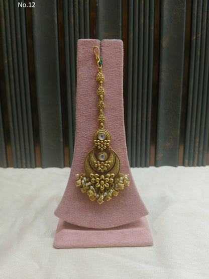 Gold polki Tikka Jewellery Indian Niram Headpiece Jewellery