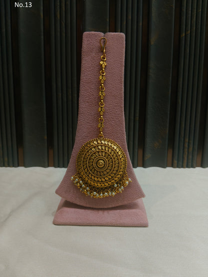 Gold polki Tikka Jewellery Indian Niram Headpiece Jewellery