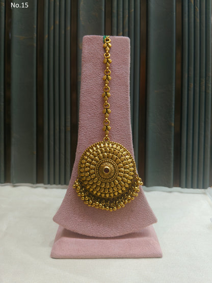 Gold polki Tikka Jewellery Indian Niram Headpiece Jewellery