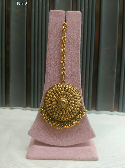 Gold polki Tikka Jewellery Indian Niram Headpiece Jewellery