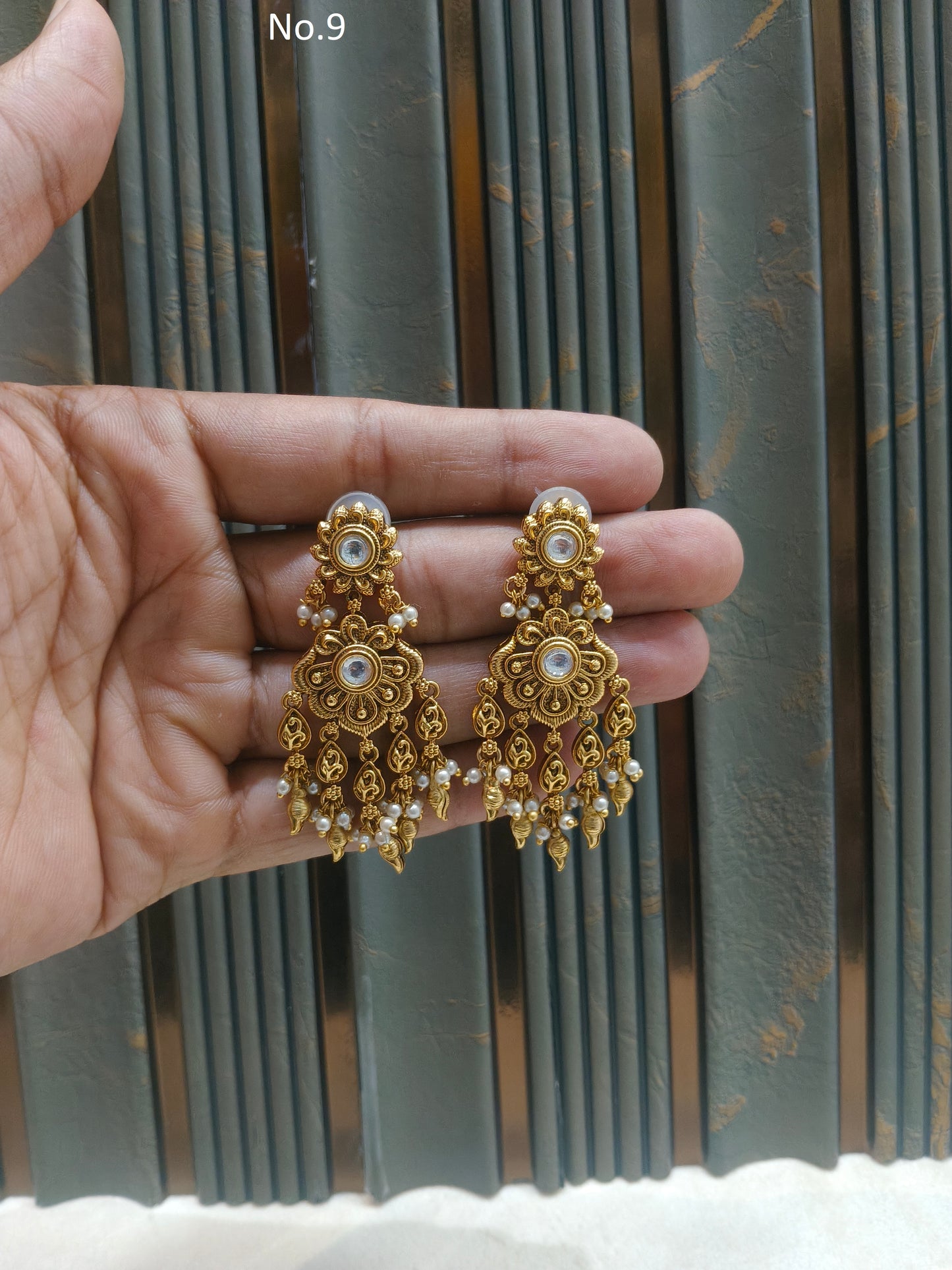Gold Polki niha Earrings