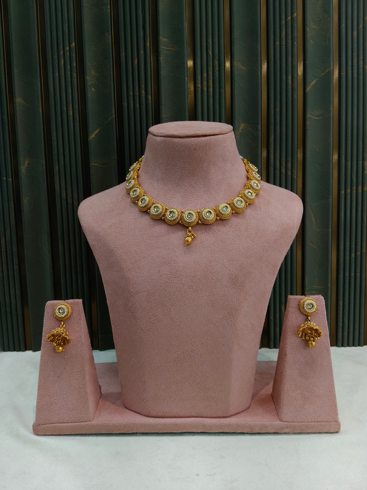 Gold Polki Necklace Jewellery Mansi Set
