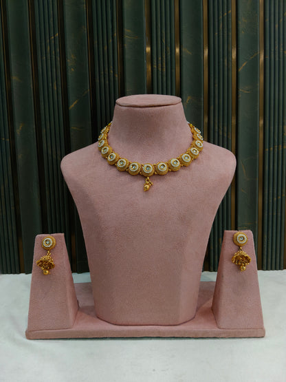 Gold Polki Necklace Jewellery Mansi Set