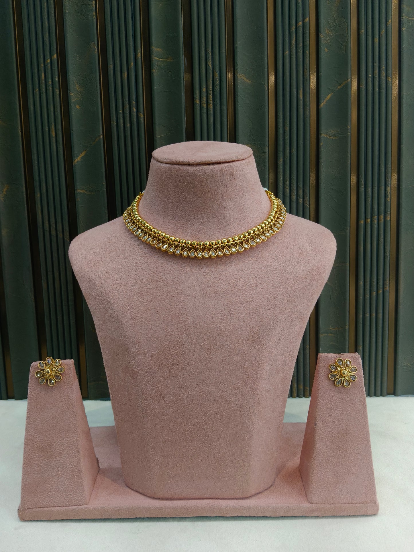 Gold Polki Necklace Jewellery Mansi Set