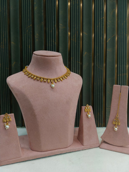 Gold Polki Necklace Jewellery Mansi Set