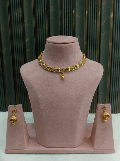 Gold Polki Ruby Necklace Jewellery Mansi Set