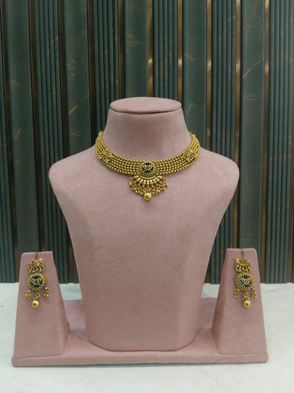 Gold Polki Ruby Sage Green Necklace Jewellery Mehram Set