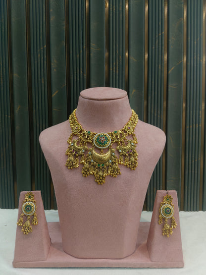 Gold Polki Ruby Sage Green Necklace Jewellery Mehram Set