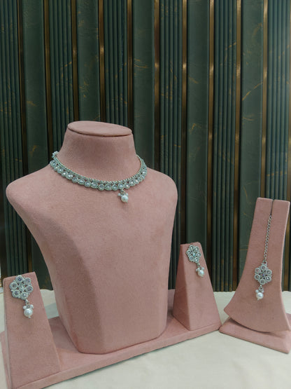 Silver necklace Set/ Silver set Anju Jewellery