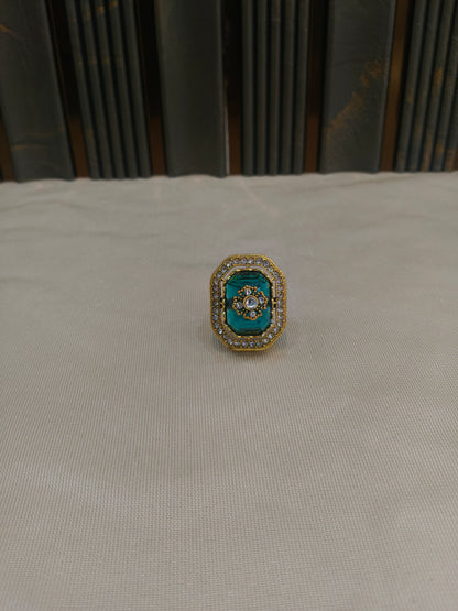 Kundan Adjustable Una Finger Rings