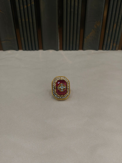 Kundan Adjustable Una Finger Rings