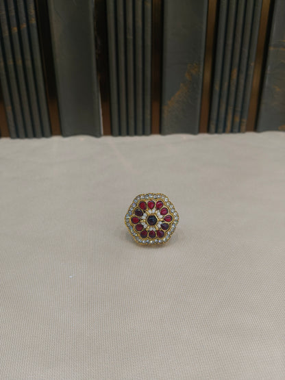 Kundan Adjustable Una Finger Rings