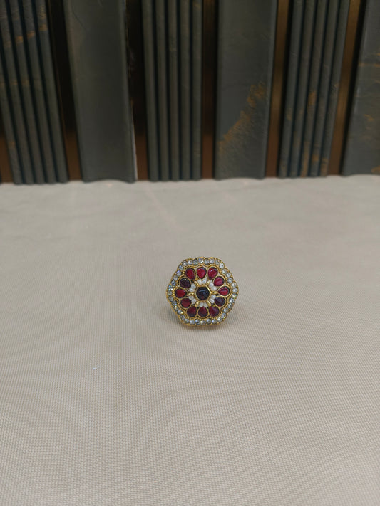 Kundan Adjustable Una Finger Rings