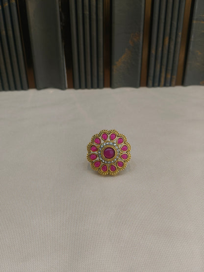 Kundan Adjustable Una Finger Rings