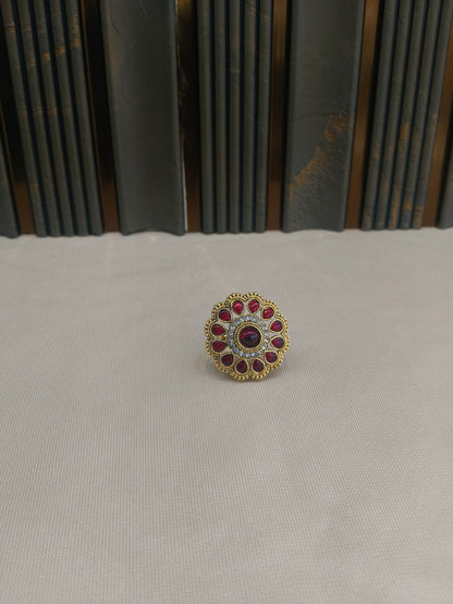 Kundan Adjustable Una Finger Rings
